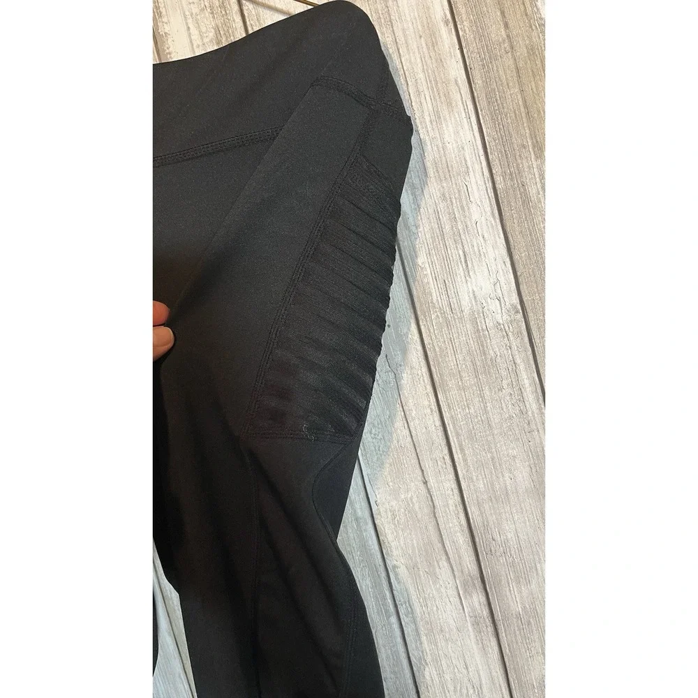 Zone Pro Women's Plus 1x Black Full Length Active Leggings Sheer Pockets & Ankle